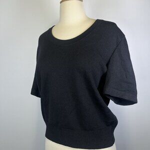 Vintage St. John Basics Santana Knit Sweater Short Sleeve Crew Neck Black Medium
